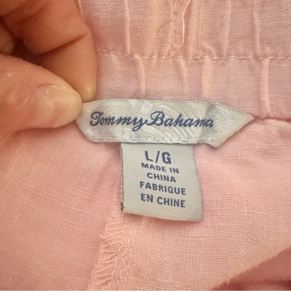 Tommy Bahama Women’s 100% Linen Wide Leg High Waisted Pink Pull On Pants Size L - Picture 7 of 8